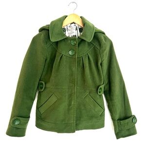 Anthro Tulle, Kelly Green, Short Jacket, XS,Classic Button & Snap